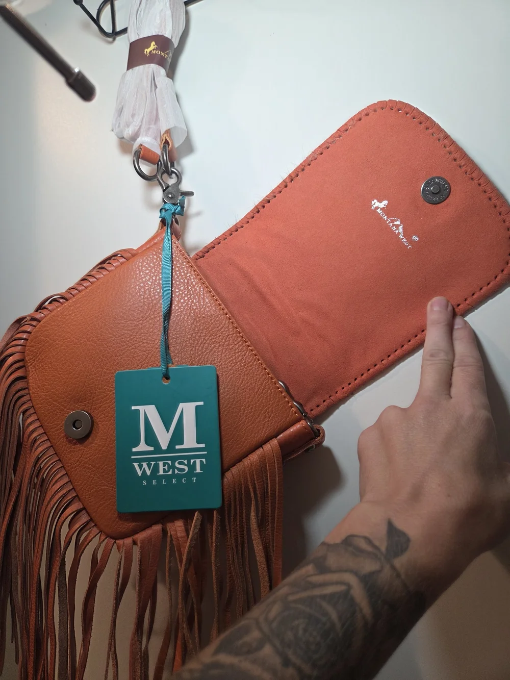 Montana West Brown and White Hair-On Hide Fringe Crossbody Bag